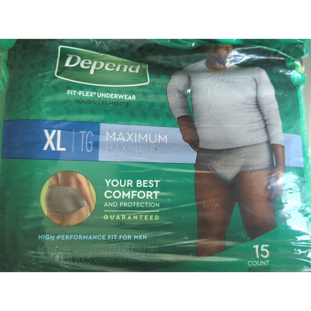 DEPEND Fit-Flex Underwear Men Incontinence Leak Comfort Protection Size XL 15pc